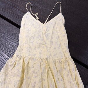 Splendid beautiful cotton summer midi dress I. Yellow with purple flowers.